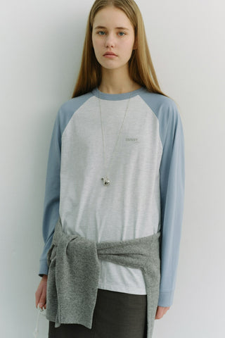 UNISEX RAGLAN T-SHIRT SKY BLUE LIGHT MELANGE GREY