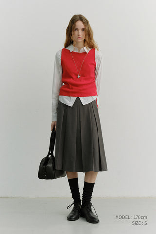 VOLUME PLEATS MIDI SKIRT MID GREY