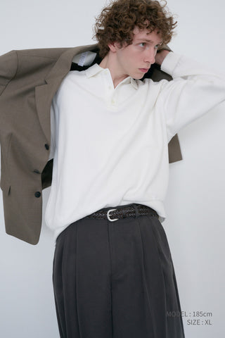 UNISEX LEATHER LOGO COLLARED T-SHIRT WHITE