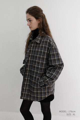 UNISEX QUILTED FLANNEL SHIRT BROWN CHECK