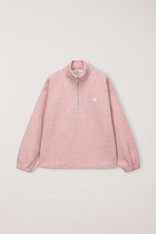 UNISEX HALF ZIP-UP FLEECE SWEATSHIRT CANDY PINK
