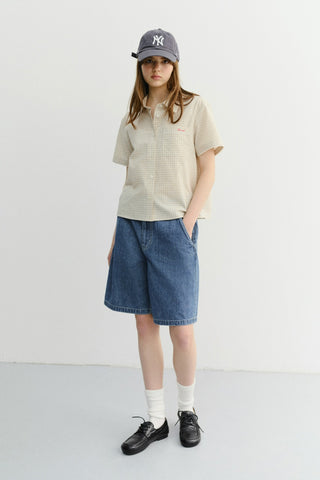 UNISEX LINEN DENIM SHORTS CLASSIC BLUE