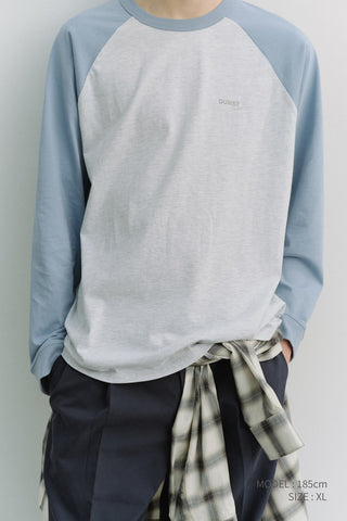 UNISEX RAGLAN T-SHIRT SKY BLUE LIGHT MELANGE GREY