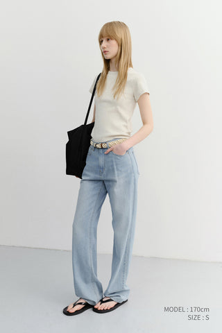 RELAXED SUMMER DENIM PANTS LIGHT BLUE