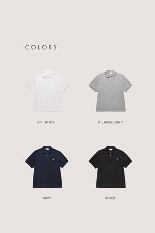 UNISEX LEATHER LOGO POLO SHIRT OFF WHITE