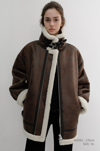 UNISEX B-3 SHEARLING JACKET DARK BROWN