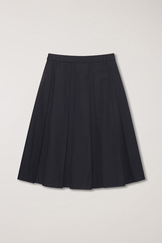 VOLUME PLEATS MIDI SKIRT BLACK