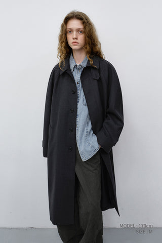 UNISEX H-LINE WOOL MAC COAT CHARCOAL GREY
