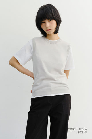 UNISEX SHEER LAYERING KNIT VEST LIGHT GREY