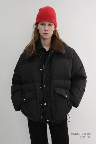 UNISEX COLLARED GOOSE DOWN JACKET BLACK