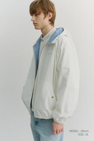 UNISEX LOGO WINDBREAKER WHITE SOFT BLUE
