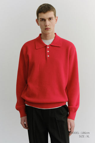UNISEX CASHMERE COLLARED SWEATER RED