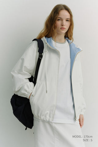 UNISEX LOGO WINDBREAKER WHITE SOFT BLUE