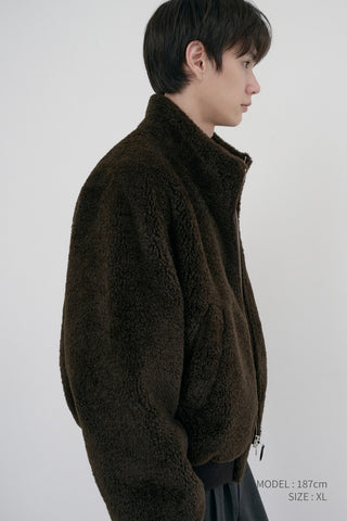UNISEX BOA FLEECE BLOUSON DARK BROWN