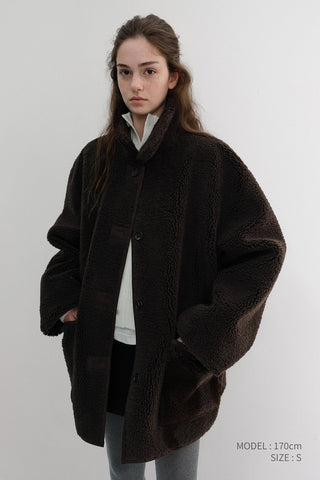 UNISEX HIGH NECK BUTTON CARDIGAN CREAM