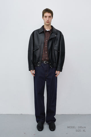 UNISEX CROPPED ALTER-LEATHER BLOUSON BLACK
