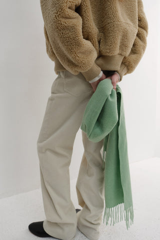 FRINGED CASHMERE MUFFLER SOFT GREEN