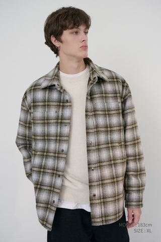 UNISEX QUILTED FLANNEL SHIRT KHAKI CHECK