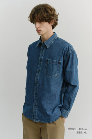 UNISEX OVERSIZED DENIM SHIRT CLASSIC BLUE