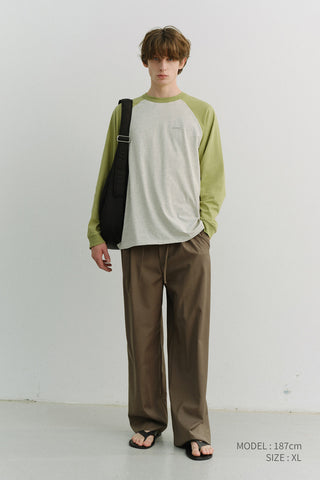 UNISEX RAGLAN T-SHIRT OLIVE GREEN OATMEAL MELANGE