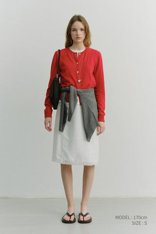 H-LINE LACED MIDI SKIRT WHITE