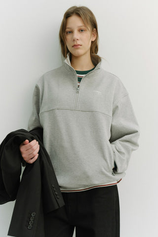 UNISEX RELAXED HALF ZIP-UP SWEATSHIRT MELANGE GREY