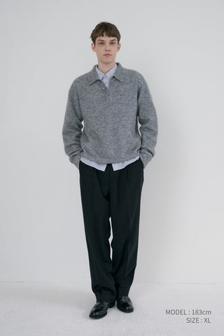 UNISEX HAIRY COLLARED SWEATER MELANGE GREY