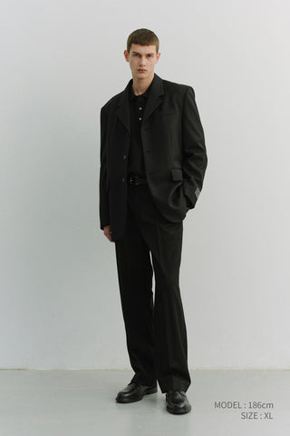 UNISEX 3 BUTTON WOOL BLAZER BLACK