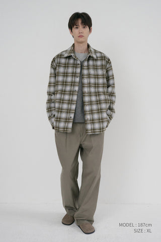 UNISEX QUILTED FLANNEL SHIRT KHAKI CHECK
