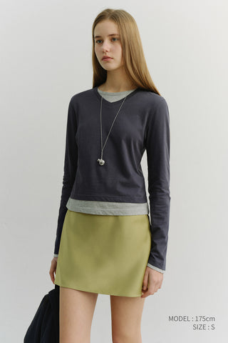 SATIN MINI SKIRT SOFT OLIVE