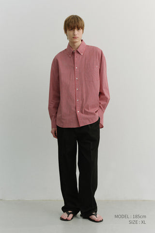 UNISEX OVERSIZED BD CHECKED SHIRT RED CHECK