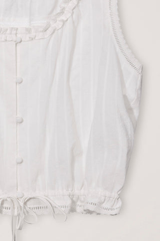 FRILL SLEEVELESS BLOUSE WHITE