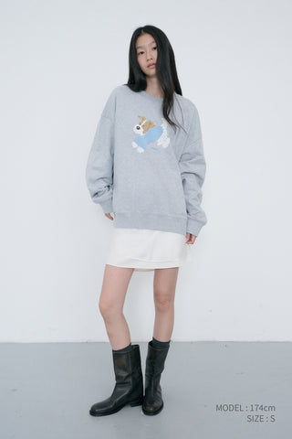 UNISEX PUPPY SWEATSHIRT MID MELANGE GREY