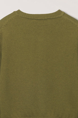 UNISEX CREWNECK KNIT CARDIGAN OLIVE GREEN