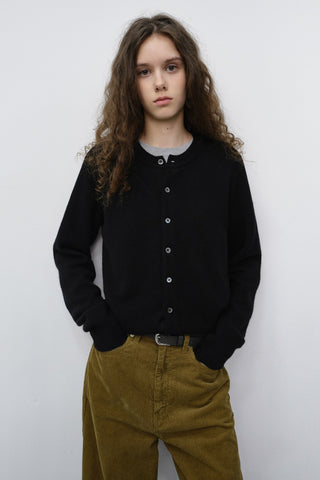 UNISEX CREWNECK KNIT CARDIGAN BLACK