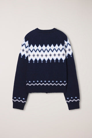 UNISEX CHUNKY PATTERN CARDIGAN NAVY