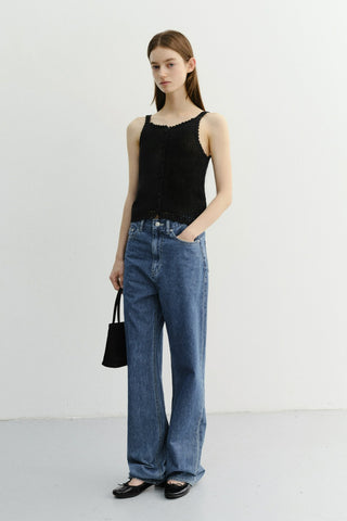 CROCHET BUSTIER KNIT TOP BLACK