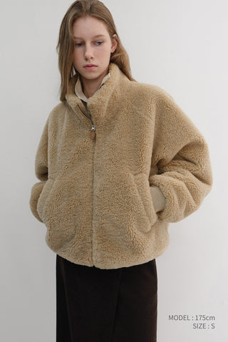 UNISEX BOA FLEECE BLOUSON CAMEL BEIGE