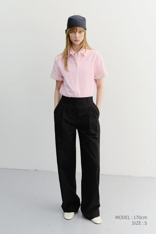 SUMMER DOUBLE PLEATED CHINO SLACKS BLACK