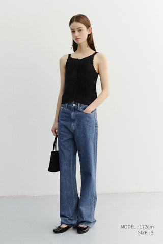 CROCHET BUSTIER KNIT TOP BLACK
