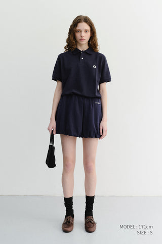 UNISEX LEATHER LOGO POLO SHIRT NAVY