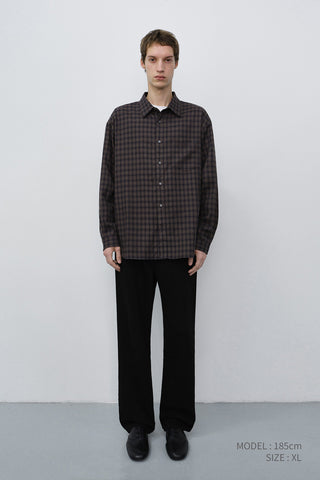 UNISEX CHECKED FLANNEL SHIRT KHAKI