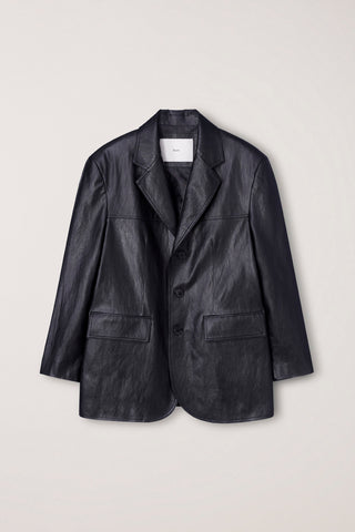 UNISEX RELAXED ALTER-LEATHER HALF JACKET BLACK