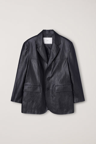 UNISEX RELAXED ALTER-LEATHER HALF JACKET BLACK