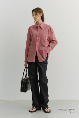 UNISEX OVERSIZED BD CHECKED SHIRT RED CHECK