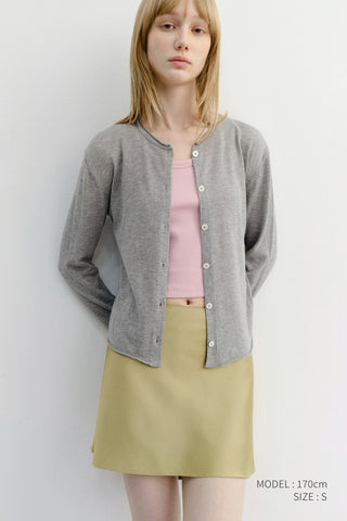 SUMMER ESSENTIAL CREWNECK CARDIGAN MELANGE GREY
