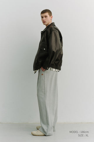 UNISEX OVERSIZED VINTAGE LEATHER BLOUSON BLACK