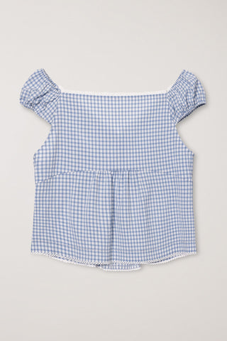 2-WAY SHOULDER BLOUSE BLUE CHECK