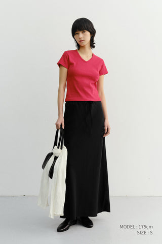 V-NECK SLIM TOP RED