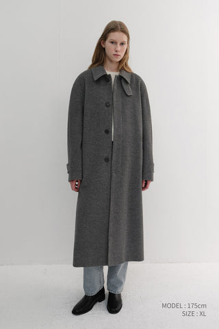 UNISEX BELTED CASHMERE MAC COAT MELANGE GREY